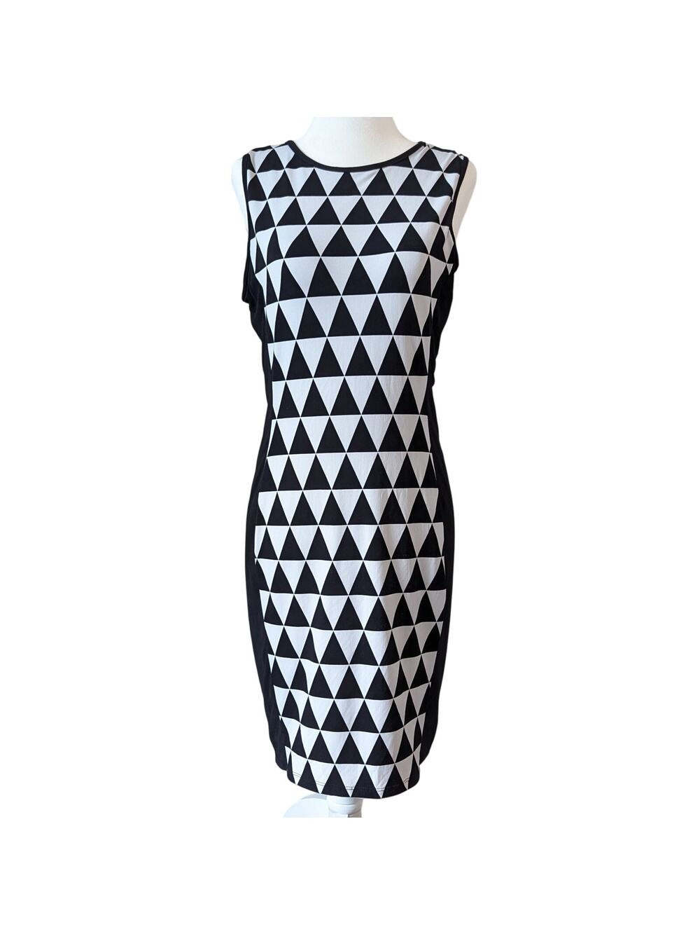 Vince Camuto Black & White Bodycon Sleeveless Back Cutout Dress Size Small